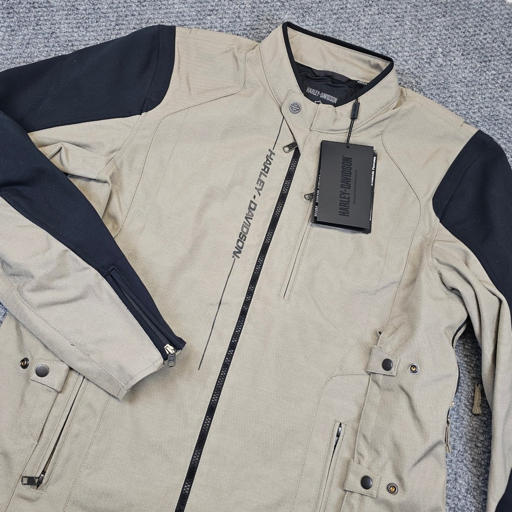 Harley-Davidson Mens Triple Vent System Riding Jacket Tan Black XL NWT